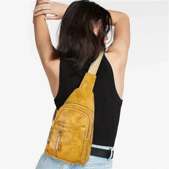 Sling Bag for Women Crossbody, Leather Cross Body Fanny Packs for Women,
